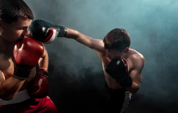Спорт, Перчатки, Двое, Бокс, Парни