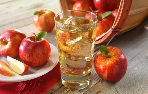 Картинка стакан, яблоки, сок