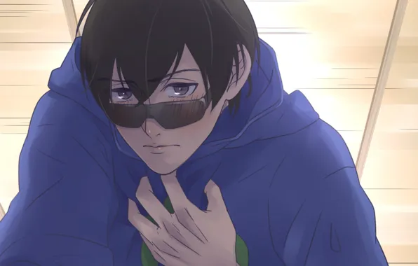 Взгляд, аниме, арт, очки, парень, Osomatsu-San, Караматсу