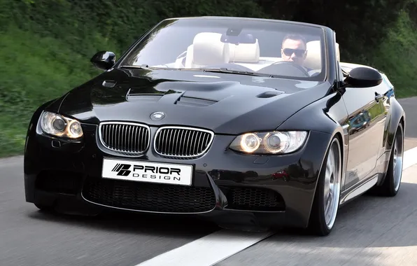 Картинка чёрный, бмв, BMW, кабриолет, black, E93, Cabrio, Prior-Design