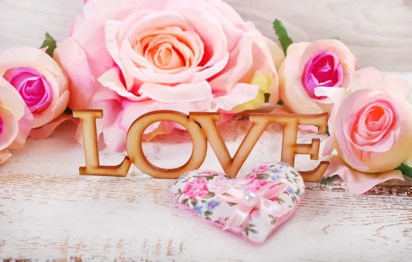 Картинка розы, сердечки, love, heart, pink, flowers, romantic, petals
