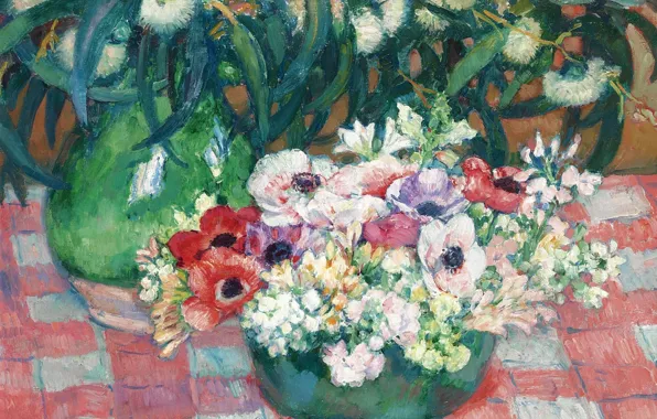 Цветы, картина, натюрморт, Theo van Rysselberghe, Тео ван Рейссельберге, Anemones and Eucalyptus
