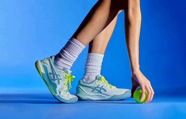Мяч, Рука, Ноги, Теннис, Кроссовки, Tennis, Sneakers, Asics