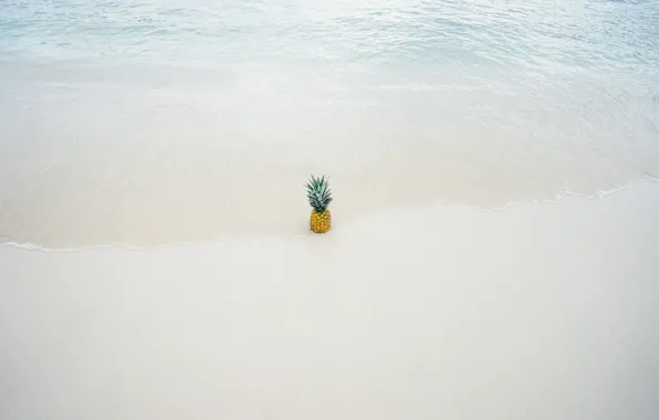 Картинка песок, пляж, вода, ананас