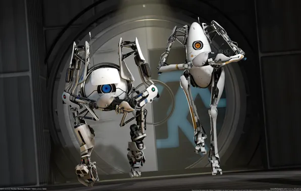 Роботы, CG Wallpapers, Robots, Valve, Portal 2