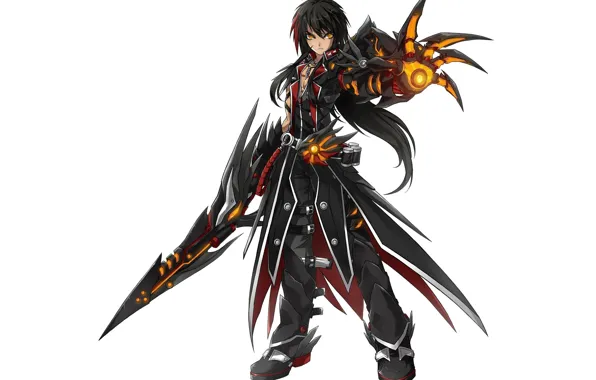 Sword, long hair, weapon, anime, power, boy, hybrid, asian