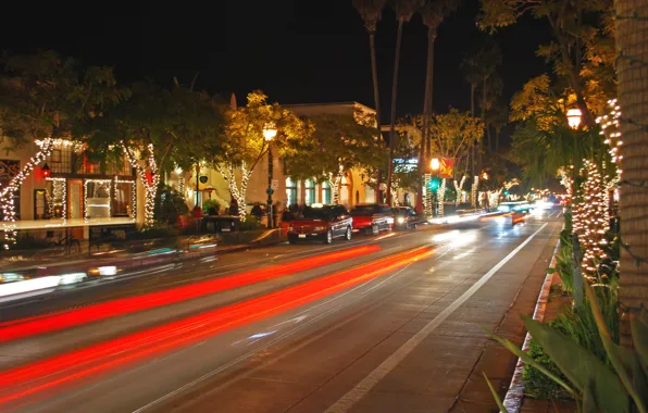 Картинка city, город, USA, Christmas, California, Santa Barbara