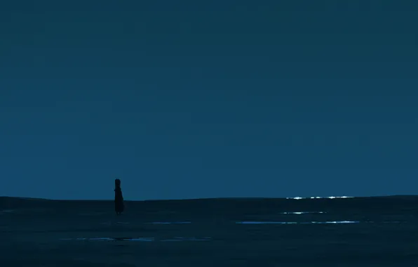 Огни, девочка, лужи, сумерки