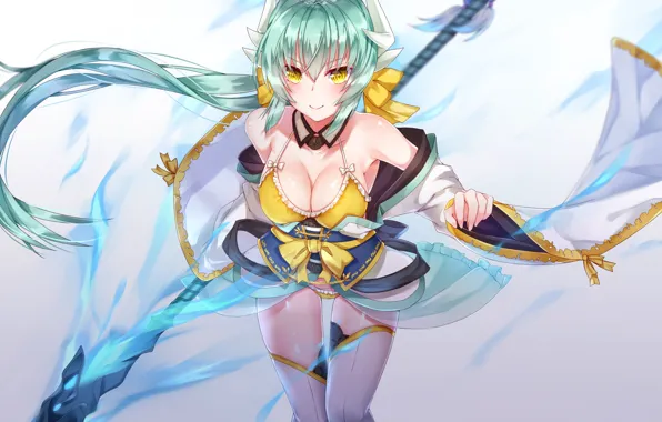 Kawaii, girl, panties, armor, weapon, boobs, big, breast