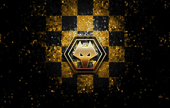 Wallpaper, sport, logo, football, glitter, checkered, Wolverhampton Wanderers