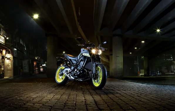 City, dark, side, Yamaha, moto, japan, night, naked