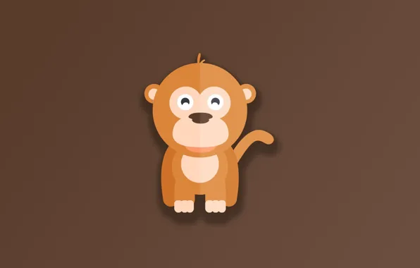 Картинка monkey, minimalism, animal, funny, digital art, artwork, cute, simple background