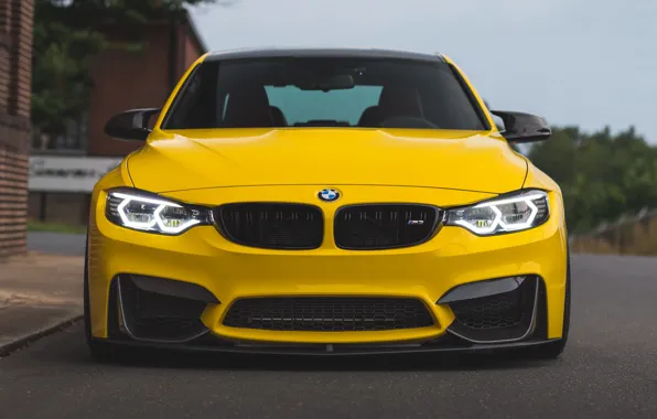 BMW, Yellow, F80, M3, Front view