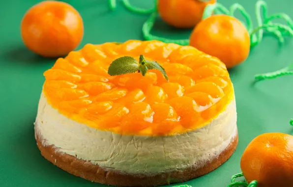 Торт, мандарины, чизкейк