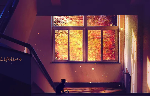 Кошка, коридор, лестница, by Lifeline
