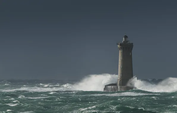 Море, гроза, волны, небо, маяк, море взволнованное