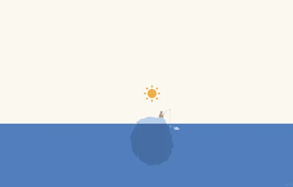 Картинка Солнце, Океан, Море, Дизайн, Пузыри, Человек, Юмор, Лед