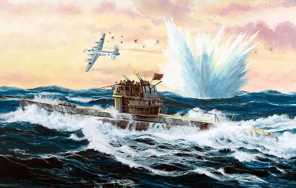 Картинка Подводная лодка, субмарина, подлодка, Kriegsmarine, Кригсмарине, военно-морской флот, Тип VII-C/41
