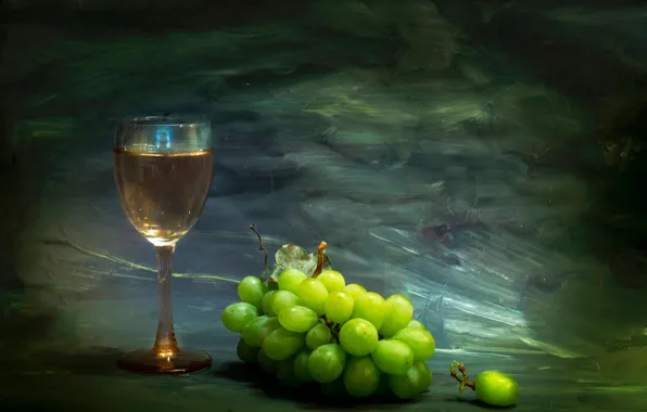 Картинка краски, бокал, виноград, мазки, Beyond the horizon