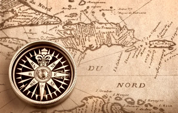 Картинка карта, компас, старинная