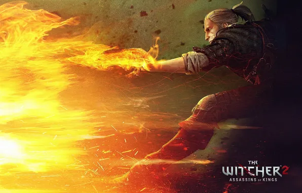 Картинка игры, огонь, Геральт, the Witcher 2: Assassins of the kings