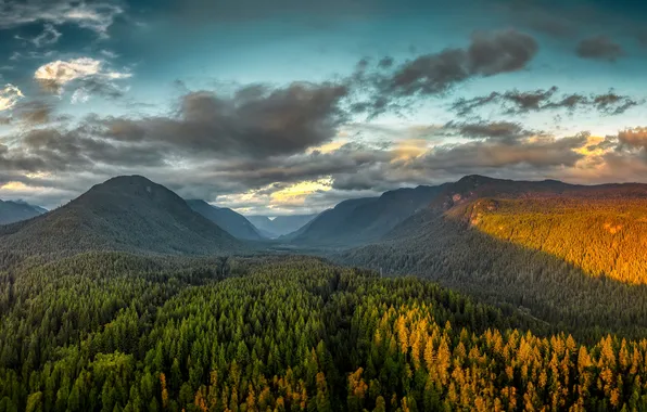 Природа, Облака, Горы, Панорама, Канада, Пейзаж