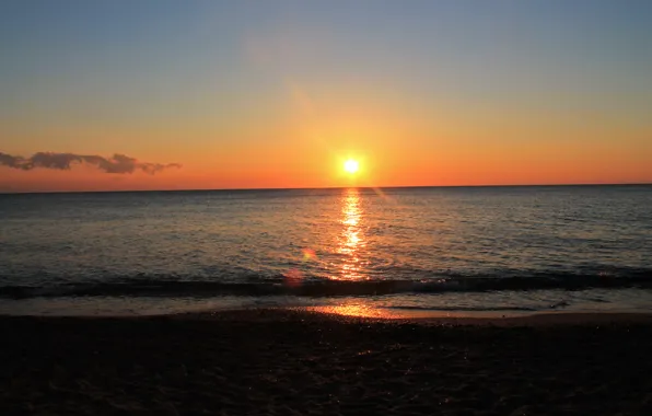 Картинка песок, море, пляж, закат