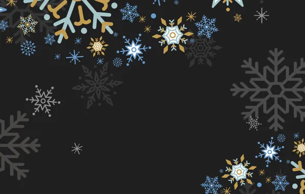 Снежинки, фон, черный, новый год, текстура