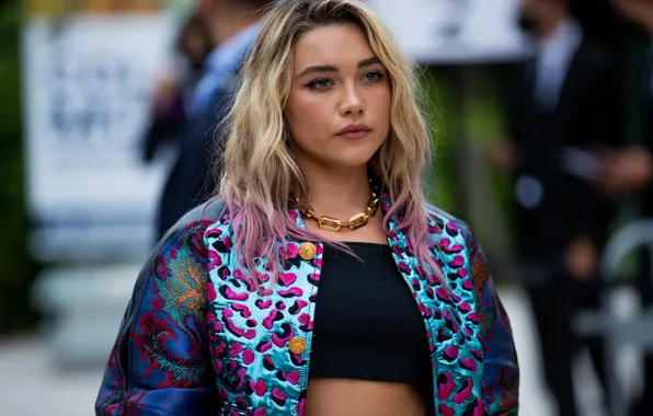 Взгляд, поза, макияж, актриса, hair, Florence Pugh, Флоренс Пью