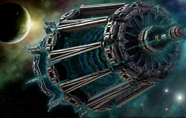 Космос, планета, звёзды, космический корабль, mixpinski's probe