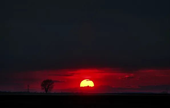 Картинка солнце, закат, горизонт