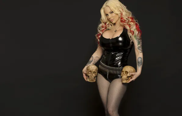 Модель, Патроны, skull, white, hot, lingerie, black, legs