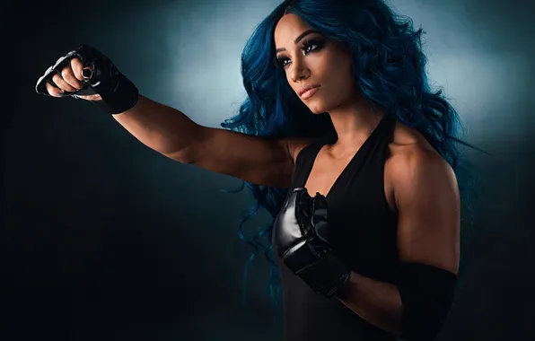 Макияж, актриса, перчатки, стойка, рестлер, WWE, Sasha Banks, Mercedes Varnado