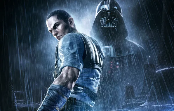 Обои Дождь, Darth Vader, Star Wars: The Force Unleashed 2, Game.