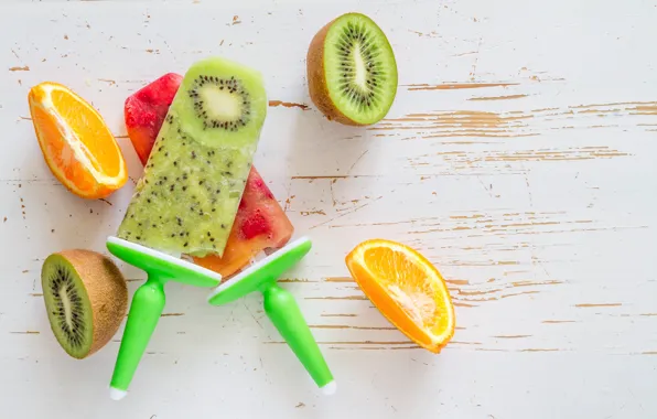 Мороженое, ice, фрукты, десерт, fruit, orange, cream, kiwi