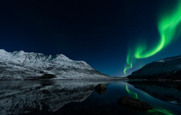 Картинка звезды, ночь, природа, северное сияние, Норвегия