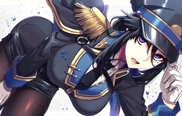 Girl, Anime, boobs, pretty, serious, breasts, uniform