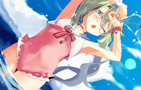 Girl, sexy, beach, sky, sea, ocean, sexy girl, anime