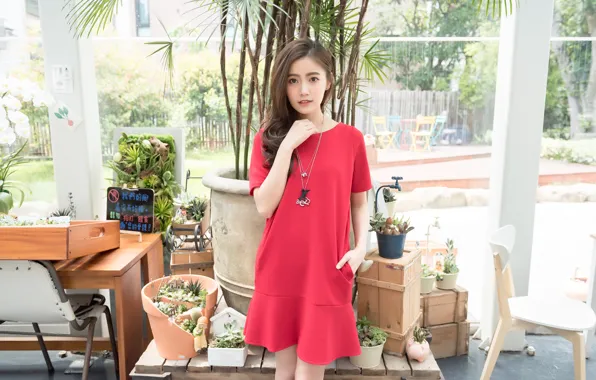 Картинка взгляд, девушка, лицо, волосы, платье