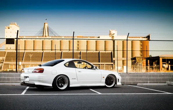 Картинка белый, S15, Silvia, Nissan, white, ниссан, tuning, rear