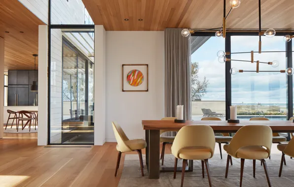 Пространство, вилла, интерьер, столовая, by Wheeler Kearns Architects, St Joseph Beach House