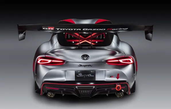 Серый, фон, купе, Toyota, вид сзади, 2020, GR Supra Track Concept
