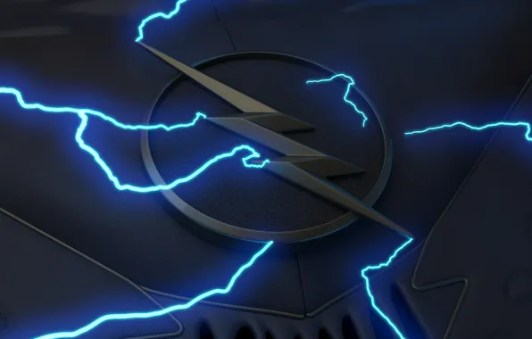 Картинка logo, black, lightning, blue, symbol, comics, suit, serial