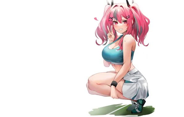 Girl, sexy, pink hair, boobs, anime, pretty, tennis, babe