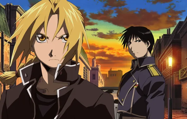 Fullmetal alchemist, anime, Edward Elric, Roy Mustang