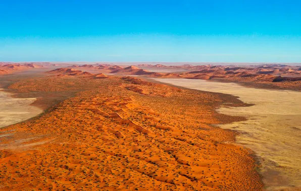 Картинка песок, небо, парк, пустыня, горизонт, дюны, Африка, Намибия