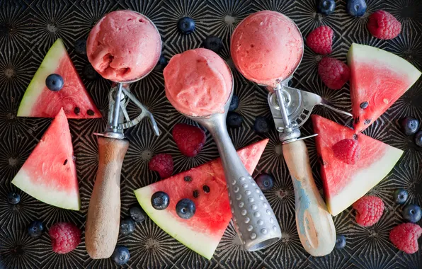 Картинка ягоды, арбуз, мороженое