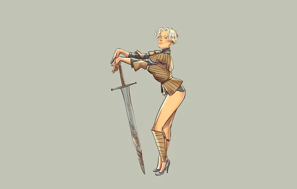 Sword, fantasy, vintage, pinup, minimalism, background, Game of Thrones, warrior