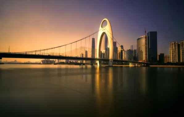 Свет, мост, город, Китай