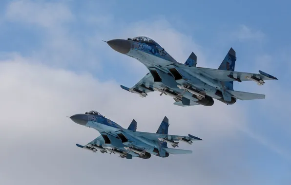 Картинка Истребитель, Украина, Су-27, Су-27УБ, ВВС Украины, Р-73, Р-27